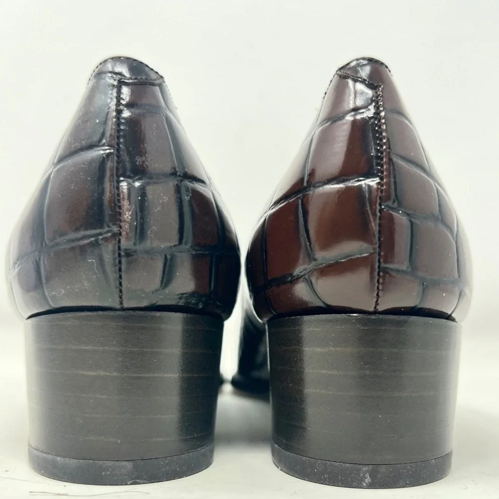 Van Eli Womens Low Heel Pumps Croc Embossed Leather Size 7.5 Money Office Classy